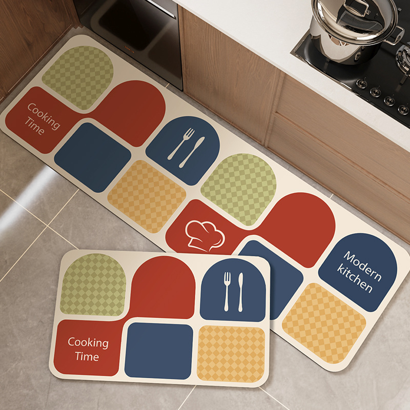 Home Cooking Made Easy - Nowoczesny zestaw mat kuchennych antypoślizgowych, geometryczny
